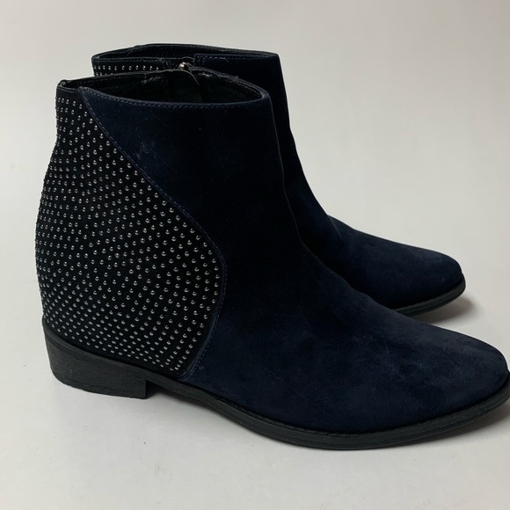 Navy and Black Schutz Chelsea Studded Booties